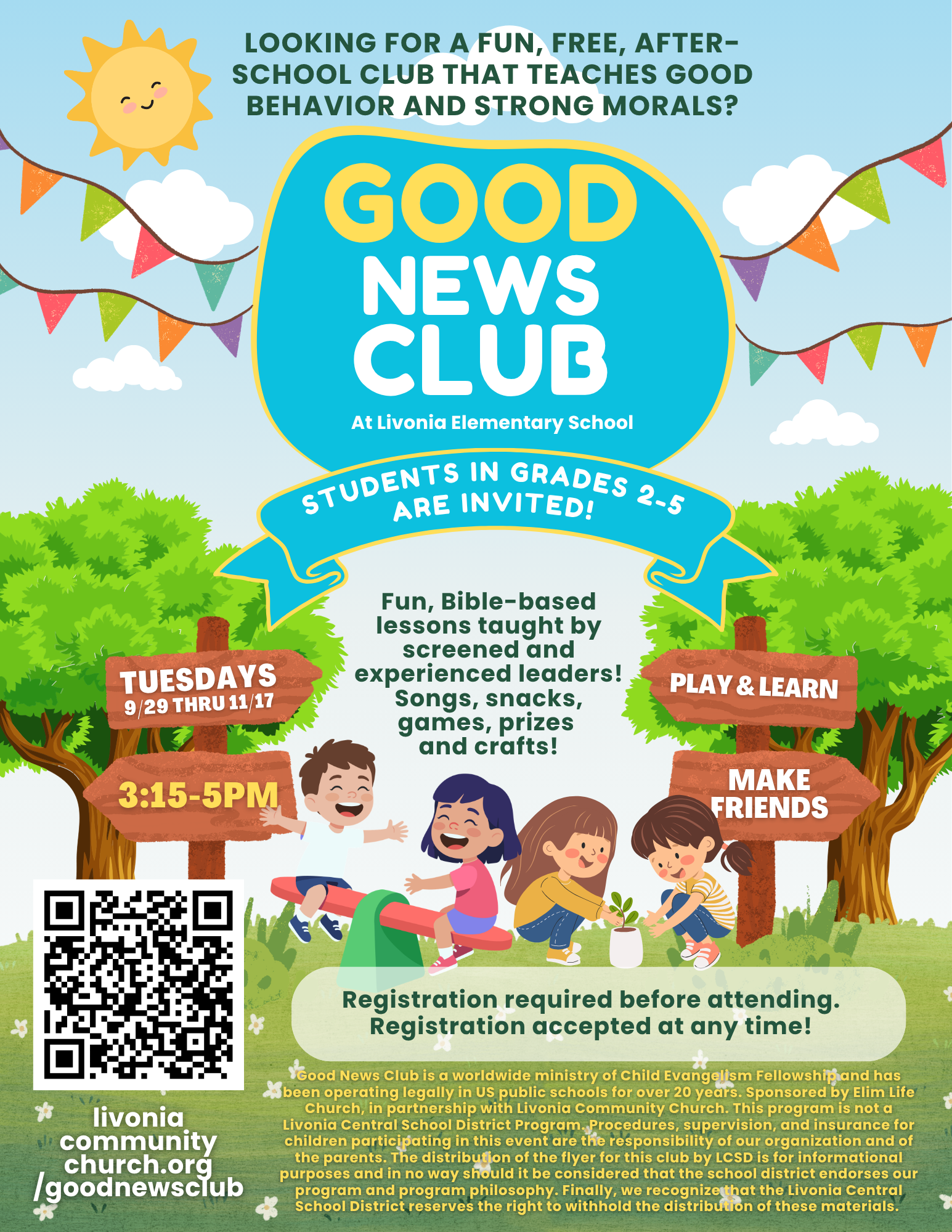 Good News Club after-school program for Livonia Elementary students in grades 2 through 5