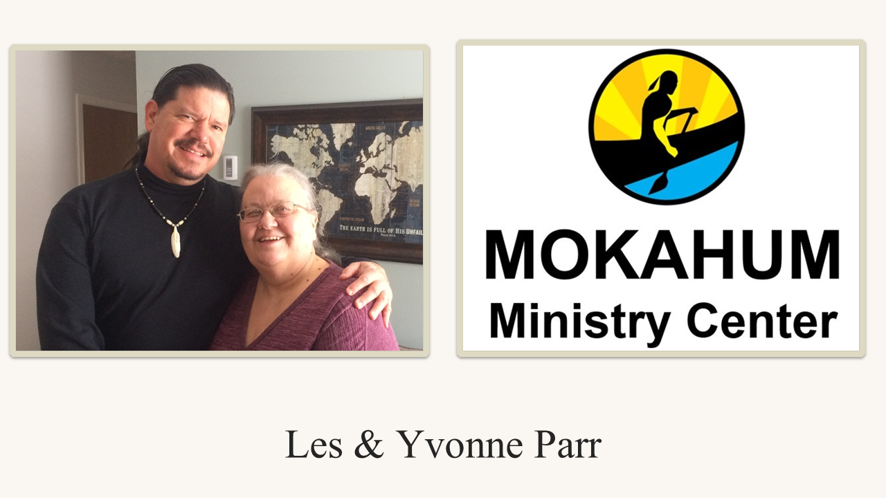 Photo of Les and Yvonne Parr alongside the Mokahum Ministry Center logo.